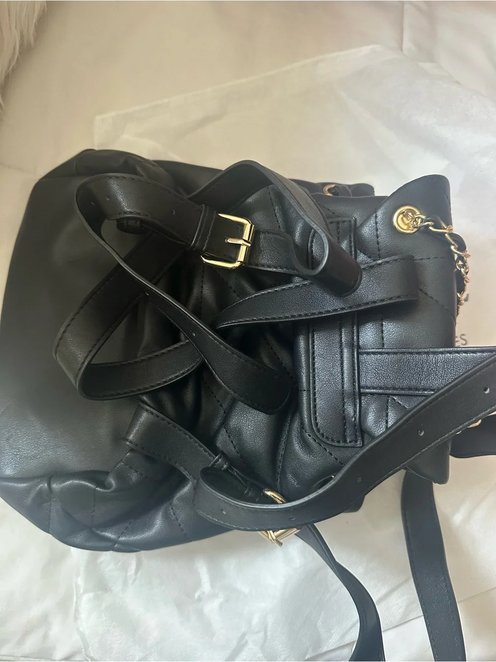 Black leather backpack